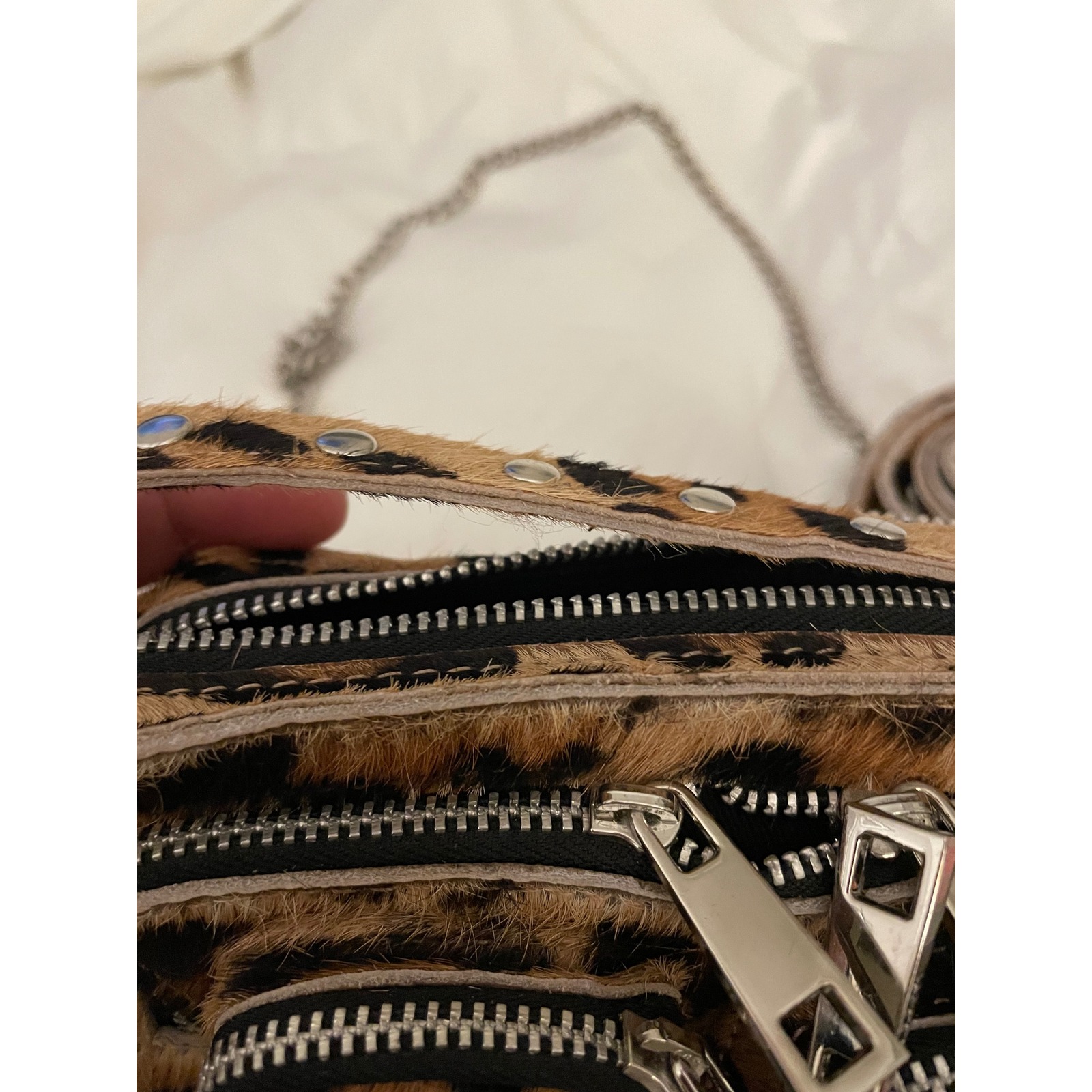 Nunoo Leopard Print Calf Hair Crossbody Bag Silver Tone Hardware Nwt — image 6 of 8